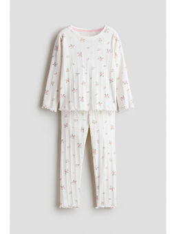 H&M - Girls White Patterned cotton pyjama and Top
