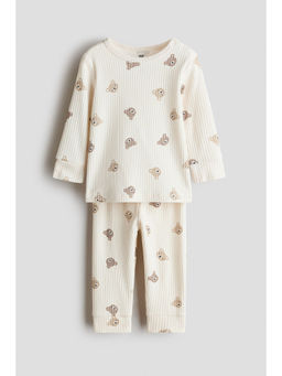 H&M - Girls White 2-piece printed cotton Top and Leggings