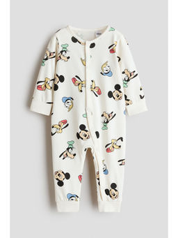 H&M - Boys White Printed cotton sleepsuit
