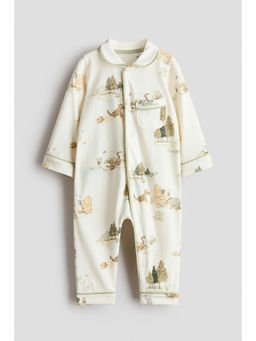 H&M - Unisex White Printed cotton sleepsuit