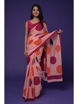 Zari Jaipur - Womens Multi-Color Print Saree with Unstitched Blouse