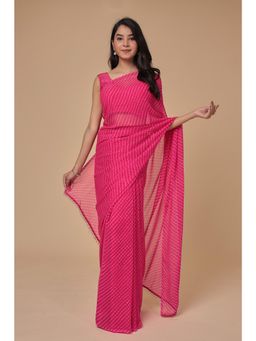 Zari Jaipur - Womens Pink Embellished Saree with Unstitched Blouse