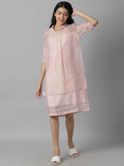 RAREISM - Pink Solid Plain Dress