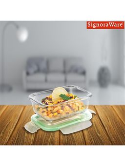 Signoraware - Clear Lock N Store Glass Rectangular Container with Lid