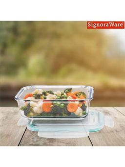 Signoraware - Clear Lock N Store Glass Rectangular Container with Lid