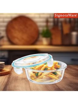 Signoraware - Clear Glass Lock N Store Glass Round Container with Lid