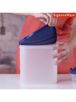 Signoraware - Navy Blue Plastic Modular Square Container with Lid