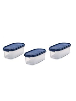 Signoraware - Navy Blue Plastic Modular Oval Containers with Lid (Pack of 3)