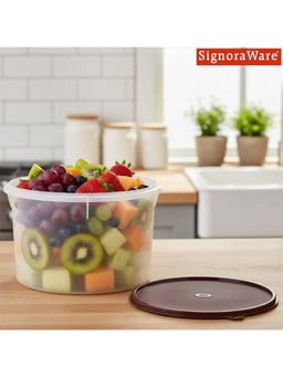Signoraware - Maroon Plastic Store Well Round Container with Lid