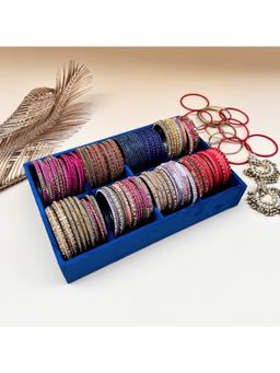 La Trove - Premium Blue Velvet 8 Slot Bangles Organiser Display Tray