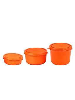Oliveware - Orange Sopl-Benny Microwave Steel Containers with Airtight Lid (Pack Of 3)