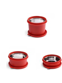 Oliveware - Red Sopl-Benny Microwave Steel Containers with Airtight Lid (Pack Of 3)