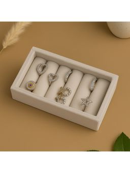 La Trove - Premium Beige Velvet Rings Jewellery Organiser Display Tray
