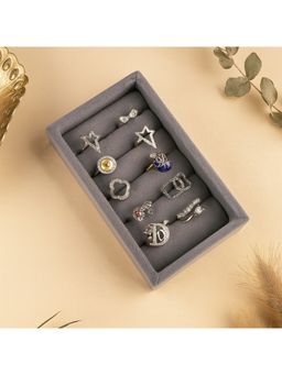 La Trove - Premium Grey Velvet Rings Jewellery Organiser Display Tray