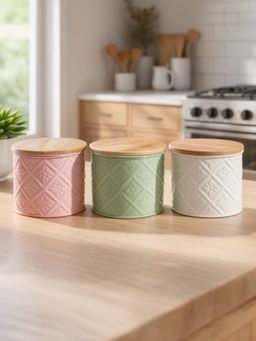 VarEesha - Multi-Color Airtight Metal Containers with Lid (Pack of 3)