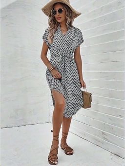 Outzidr - Black Printed Shirt Street Style Dress