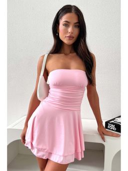 Outzidr - Pink Mini Bandeau Party Dress