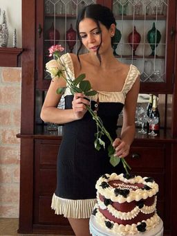 Outzidr - Dual Coloured Mini Casual Wear Dress