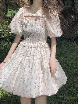 Outzidr - Cream Mini Vacay Dress With Smoking Detail