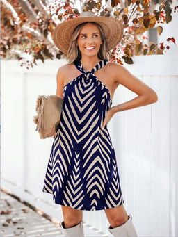 Outzidr - Multi-Color-Color Front Cross Strap A-Line Vacay Dress