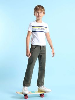 U.S. POLO ASSN. - Olive Solid Relaxed Fit Jeans