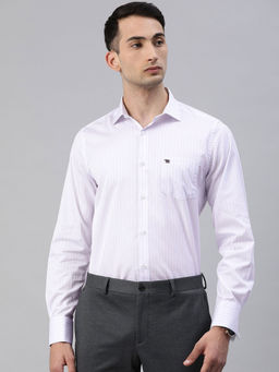 The Bear House - Men's Printed Slim Fit Long Sleeves White Shirt