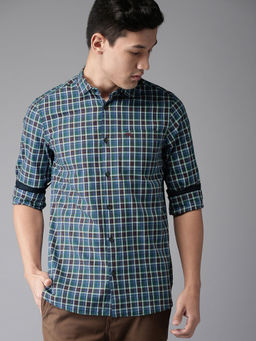 The Bear House - Men's Checked Slim Fit Long Sleeves Multi Shirt