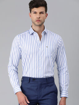 The Bear House - Men's Printed Slim Fit Long Sleeves White Shirt