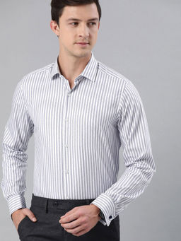 The Bear House - Men's Printed Slim Fit Long Sleeves White Shirt