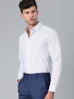 The Bear House - Men's Printed Slim Fit Long Sleeves White Shirt