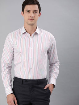 The Bear House - Men's Printed Slim Fit Long Sleeves White Shirt