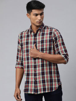 The Bear House - Men's Checked Slim Fit Long Sleeves Multi Shirt
