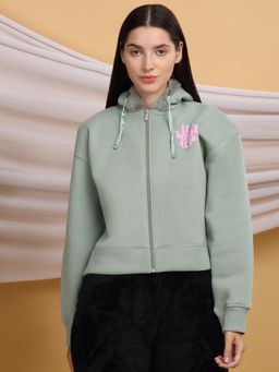 Sweet Dreams - Women Solid Green Hoodie