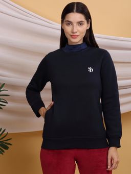 Sweet Dreams - Women Solid Navy Blue Sweater