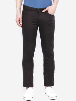 Giordano - Black Slim Fit Solid Mid Waist Cotton Chinos