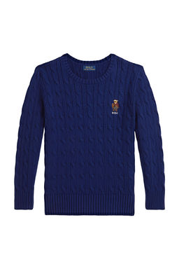 POLO RALPH LAUREN - Long Sleeve Cable Knit Bear Graphic Crewneck Sweater