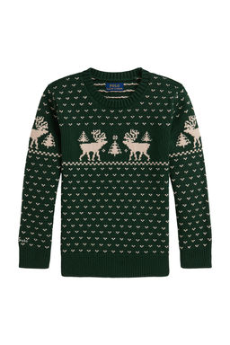 POLO RALPH LAUREN - Long Sleeve Intarsia Reindeer Sweater Coverall