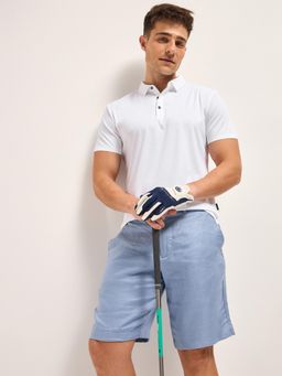 The Bear House - White Men Solid Slim Fit Performance Polo T-Shirt