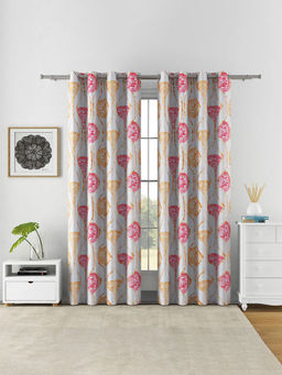 At Home by Nilkamal - Abstract 7 Ft Polyester Door Curtains Beige (Pack of 2)