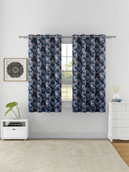 At Home by Nilkamal - Abstract Semi Transparent 5 Ft Polyester Window Curatains Grey (Pack of 2)