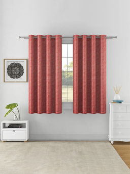 At Home by Nilkamal - Abstract Semi Transparent 5 Ft Polyester Window Curatains Rust (Pack of 2)