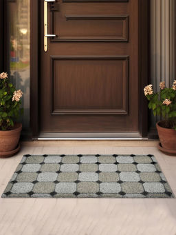 At Home by Nilkamal - Checkered Print Vinyl Coir Door Mat Multicolor