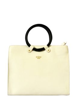 Eske - Vanilla Black Solid Leather Tote Bag for Women