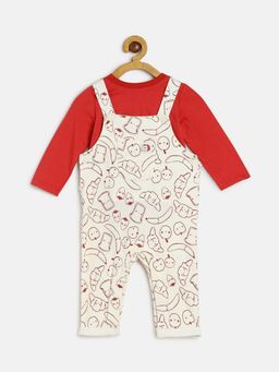 MINI KLUB - New Born and Baby Boys Printed T-Shirt with Dungaree (Set of 2)