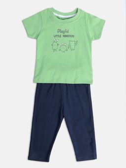 MINI KLUB - New Born and Baby Boys Printed T-Shirt with Trousers (Set of 2)