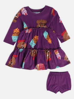 MINI KLUB - Baby Girls Purple Dress (Set of 2)