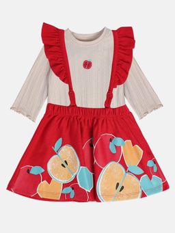 MINI KLUB - New Born and Baby Girls Printed Top with Pinny (Set of 2)