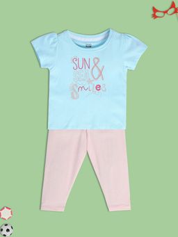 MINI KLUB - New Born and Baby Girls Printed Top with Bottom (Set of 2)