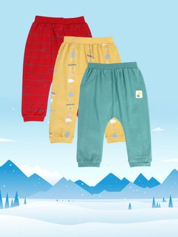 MINI KLUB - New Born and Baby Boys Printed Joggers (Pack of 3)