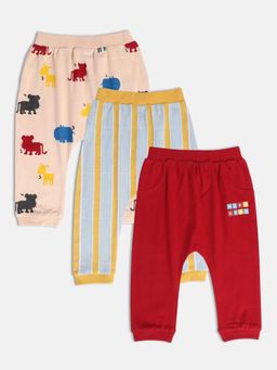 MINI KLUB - New Born and Baby Boys Printed Joggers (Pack of 3)